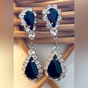 Elegant Black and Silver Drop Earrings